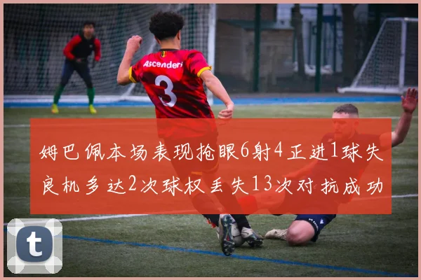 姆巴佩本场表现抢眼6射4正进1球失良机多达2次球权丢失13次对抗成功仅6次